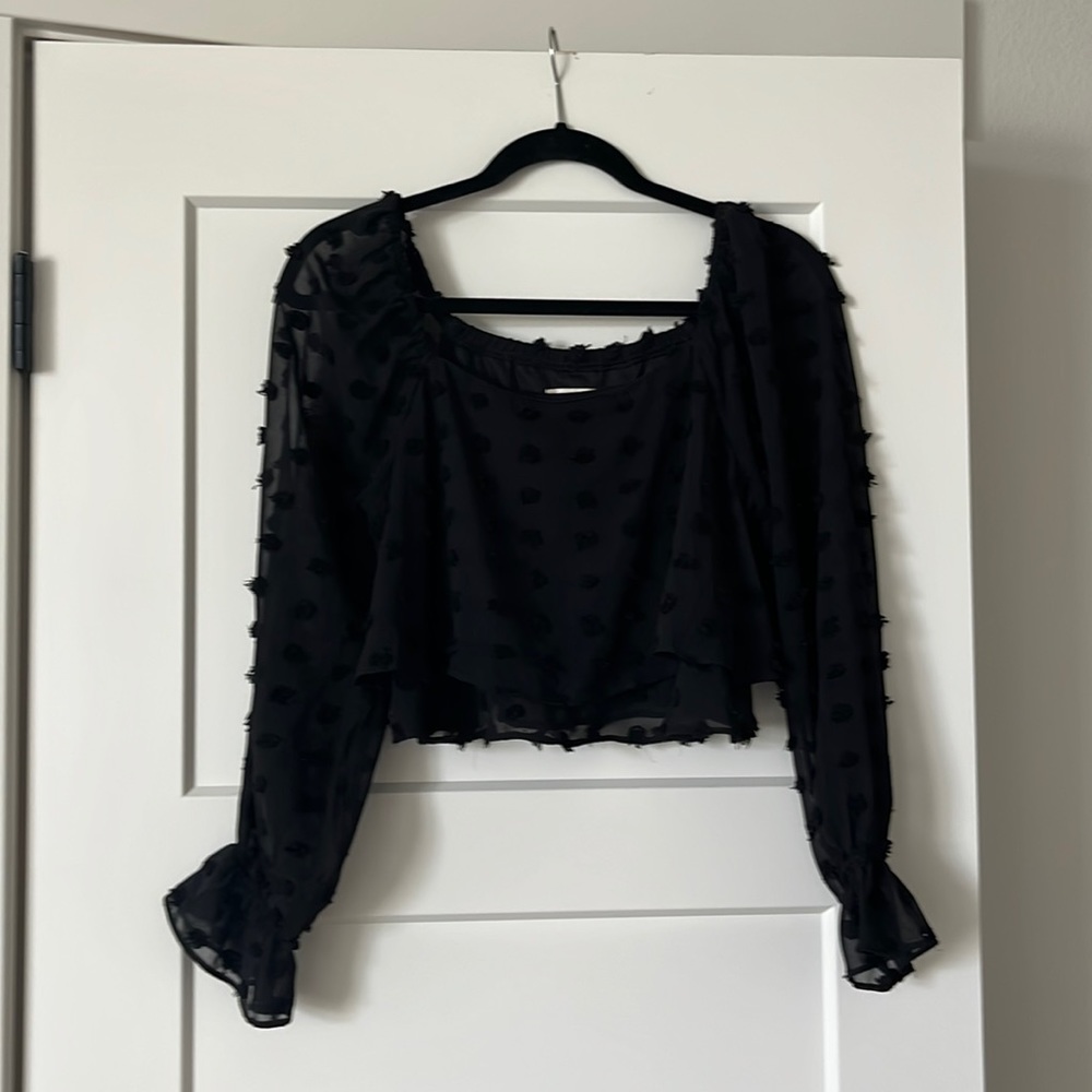 Altar’s state cropped blouse, sheer sleeves, size small